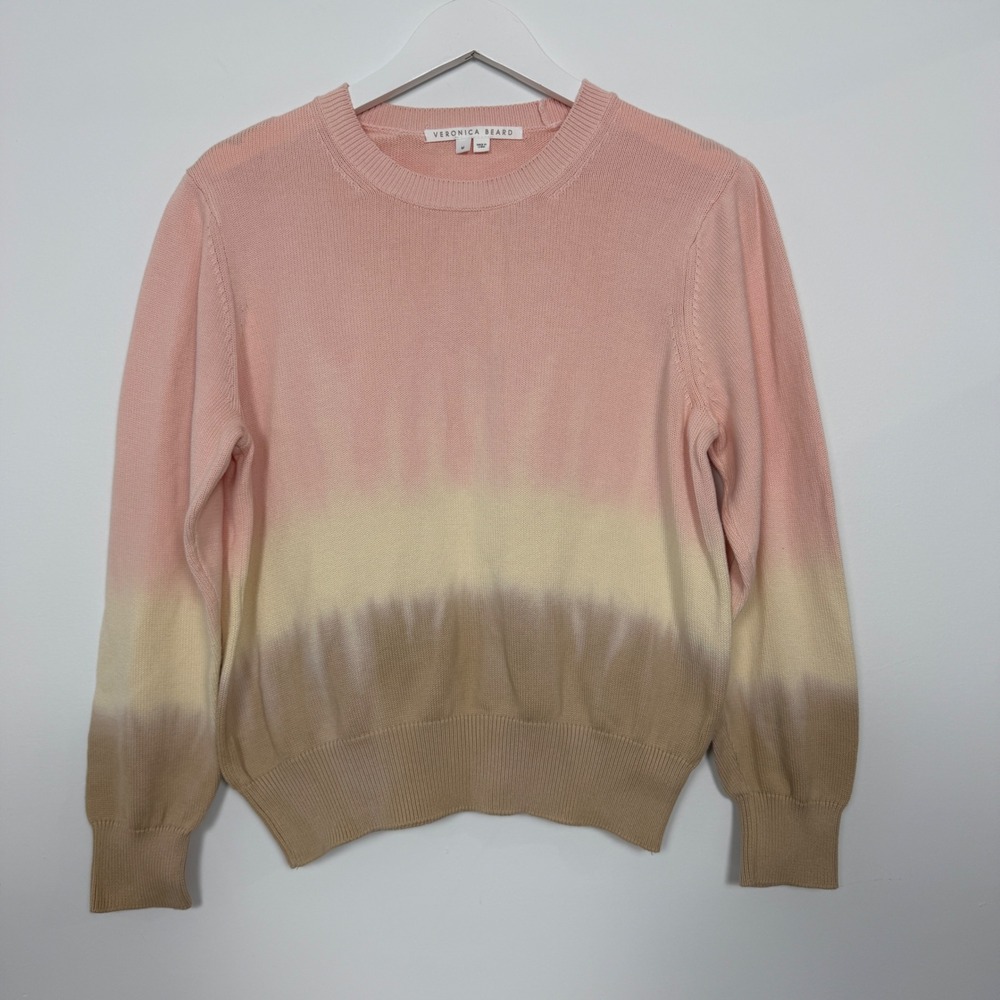 Veronica Beard Pink Ombre Dip Dye Crewneck Sweater Womens Medium Long Sleeve